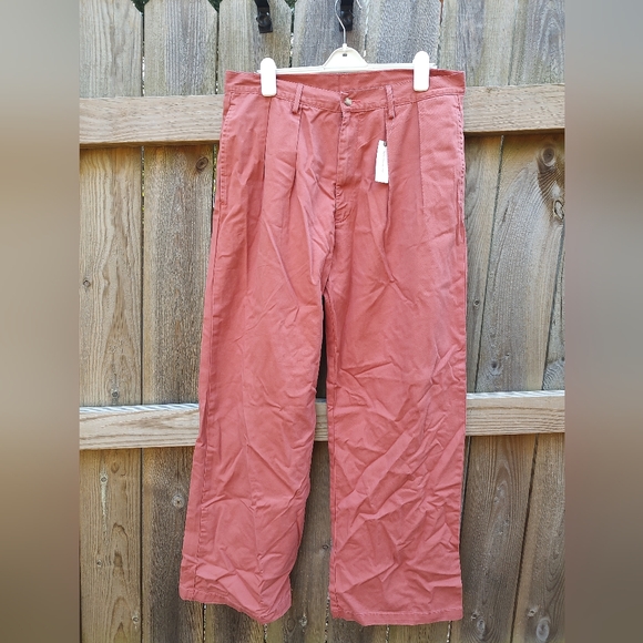 🏵️ Anthropologie Denimist Pink Blair Double Pleated Wide Leg High Ris Pants NWT
